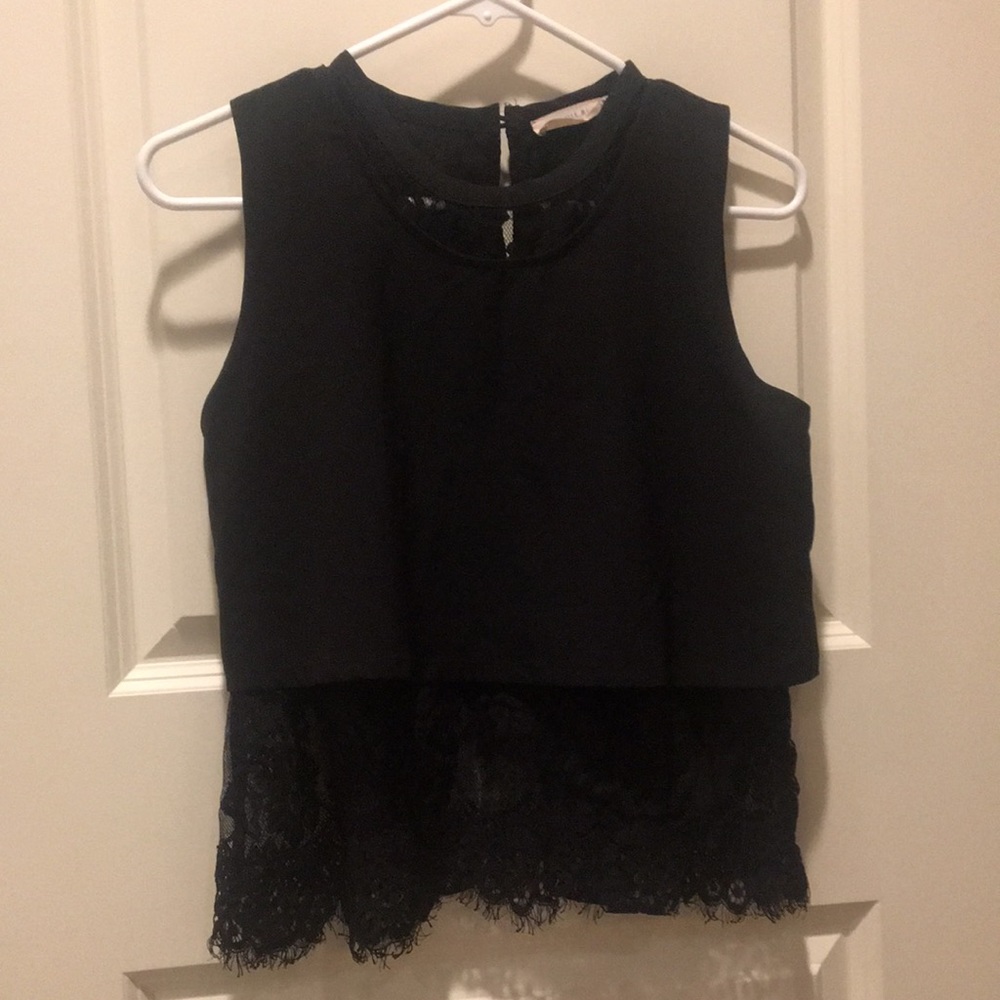 Sophie Rue girls lace layered tank top sleeveless juniors size M black